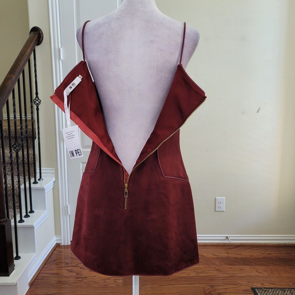 JW PEI Eva Spaghetti Strap Sueded Dress Burgundy Women 6 Mini Party Nightout - Picture 17 of 17